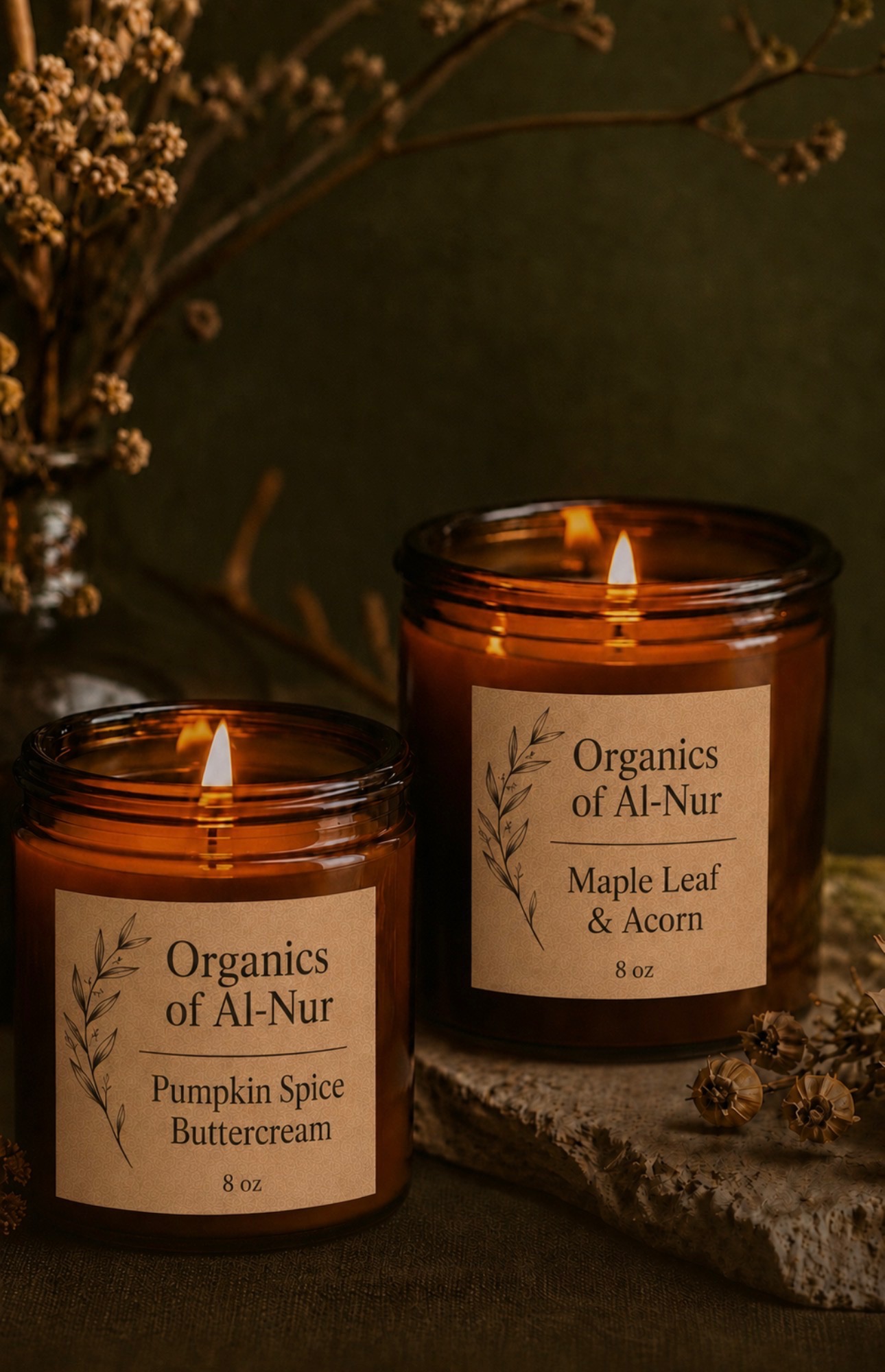 Coconut & Beeswax Candles in Amber Glass